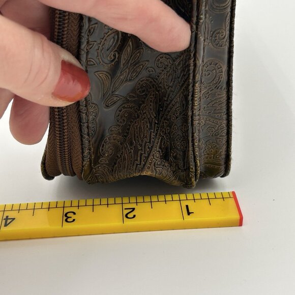 Relic Fossil Organizer Purse Brown Embossed Leather Shoulder Bag Paisley - Picture 10 of 16